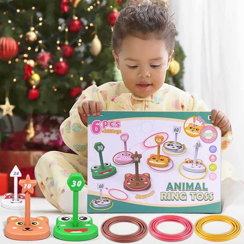 Fidtoy 42 PCS Jeu de lancer d'anneaux et de sacs de haricots pour enfants 3+ | Jouet d'apprentissage pour la coordination œil-main et le calcul