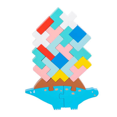 Fidtoy Wooden Balance Stacking Toy Tetris Blocks for Kids