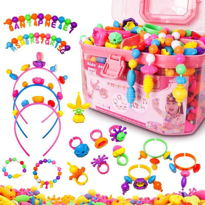 Fidtoy Pop Beads Jewelry Kit for Girls – Creative Bracelet & Necklace Making Toy