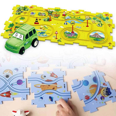 Fidtoy DIY Circuit de train électrique à assembler – Jouet de voiture éducatif STEM pour enfants