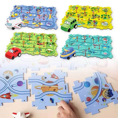 Fidtoy DIY Circuit de train électrique à assembler – Jouet de voiture éducatif STEM pour enfants
