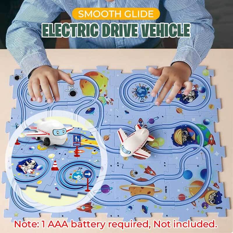 Fidtoy DIY Circuit de train électrique à assembler – Jouet de voiture éducatif STEM pour enfants