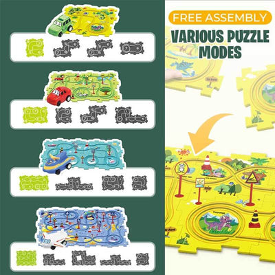 Fidtoy DIY Circuit de train électrique à assembler – Jouet de voiture éducatif STEM pour enfants