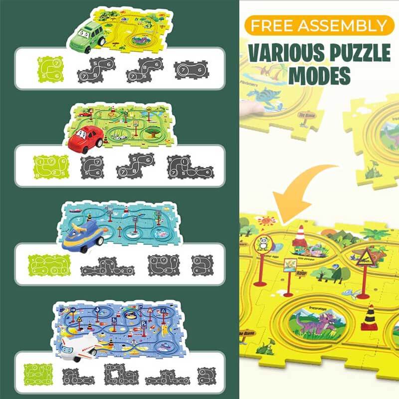 Fidtoy DIY Circuit de train électrique à assembler – Jouet de voiture éducatif STEM pour enfants