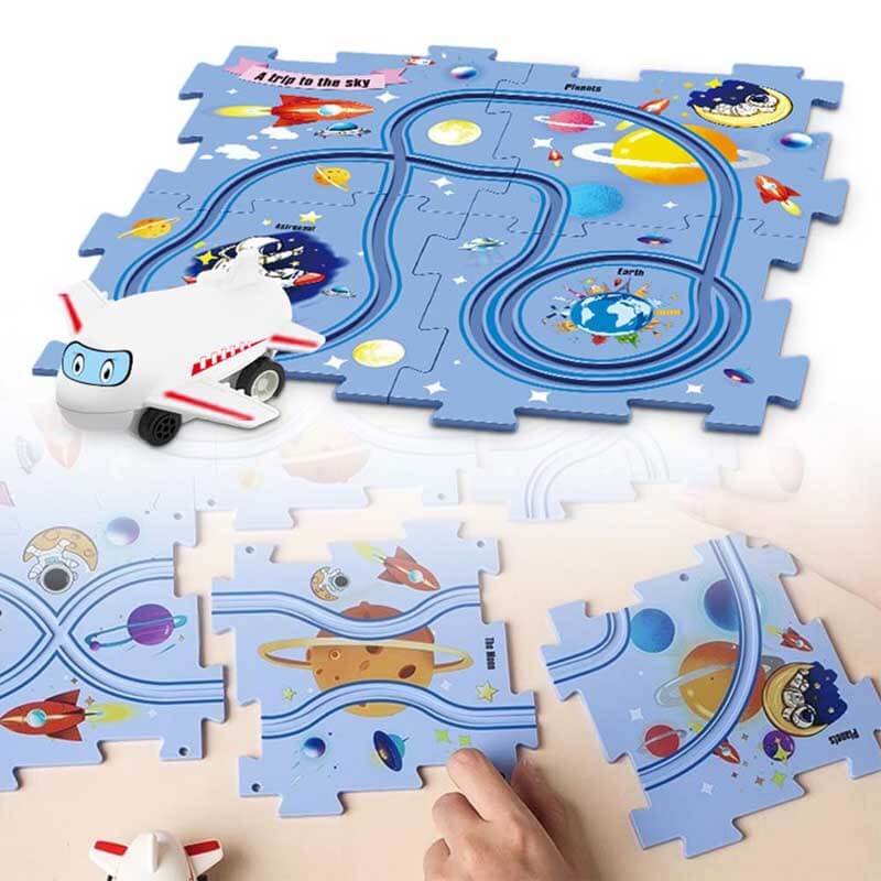 Fidtoy DIY Circuit de train électrique à assembler – Jouet de voiture éducatif STEM pour enfants