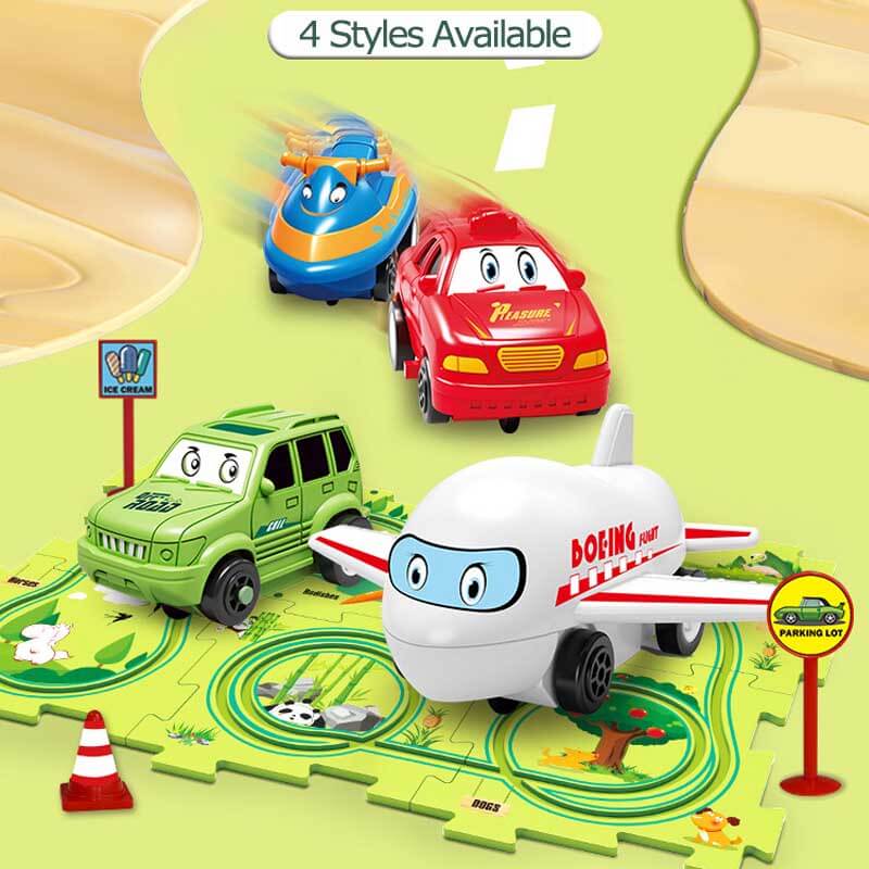 Fidtoy DIY Circuit de train électrique à assembler – Jouet de voiture éducatif STEM pour enfants