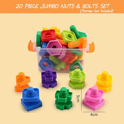 Fidtoy Jumbo Nuts and Bolts STEM Toy for Toddlers | Montessori Fine Motor Skills & Educational Learning Set