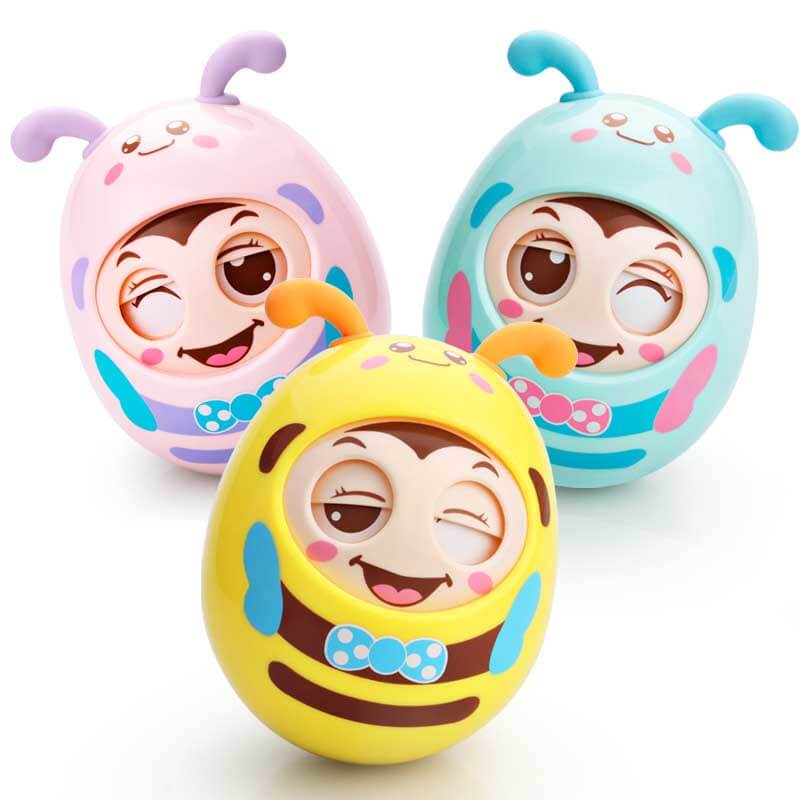 Fidtoy Roly-Poly Bee Teether Toy | Baby Sensory and Motor Development Toy 6+ Months