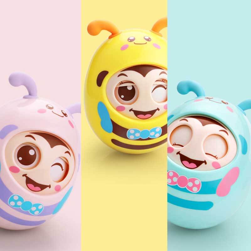 Fidtoy Roly-Poly Bee Teether Toy | Baby Sensory and Motor Development Toy 6+ Months