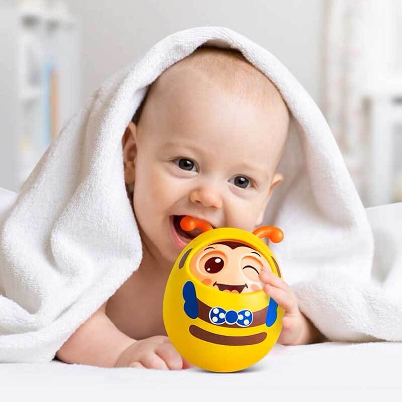 Fidtoy Roly-Poly Bee Teether Toy | Baby Sensory and Motor Development Toy 6+ Months