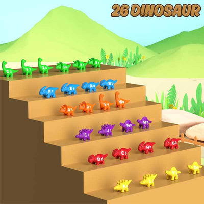 Fidtoy 26PCS Alphabet Matching Dinosaur Toys for Toddlers | Montessori Early Learning & Color Recognition