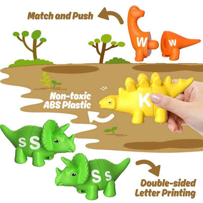 Fidtoy 26PCS Alphabet Matching Dinosaur Toys for Toddlers | Montessori Early Learning & Color Recognition