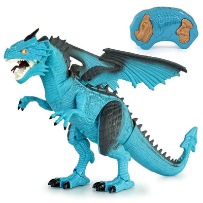 Fidtoy Dragon télécommandé cracheur de feu RC Dragon avec lumières, sons, marche, ailes, jouet interactif dinosaure pour enfants, cadeau éducatif pour garçons et filles