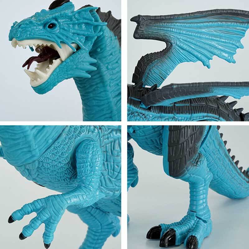 Fidtoy Dragon télécommandé cracheur de feu RC Dragon avec lumières, sons, marche, ailes, jouet interactif dinosaure pour enfants, cadeau éducatif pour garçons et filles