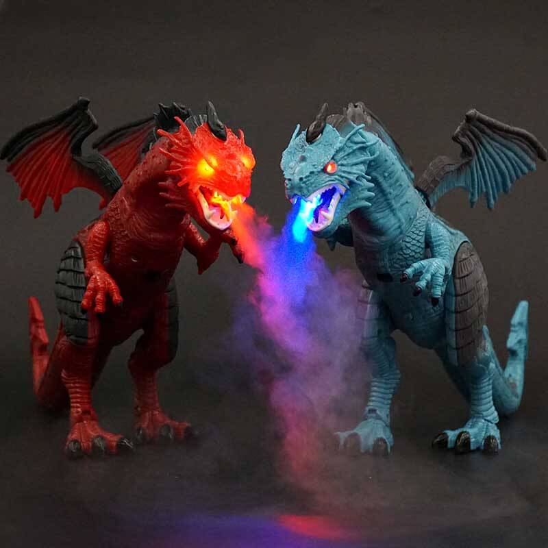 Fidtoy Dragon télécommandé cracheur de feu RC Dragon avec lumières, sons, marche, ailes, jouet interactif dinosaure pour enfants, cadeau éducatif pour garçons et filles