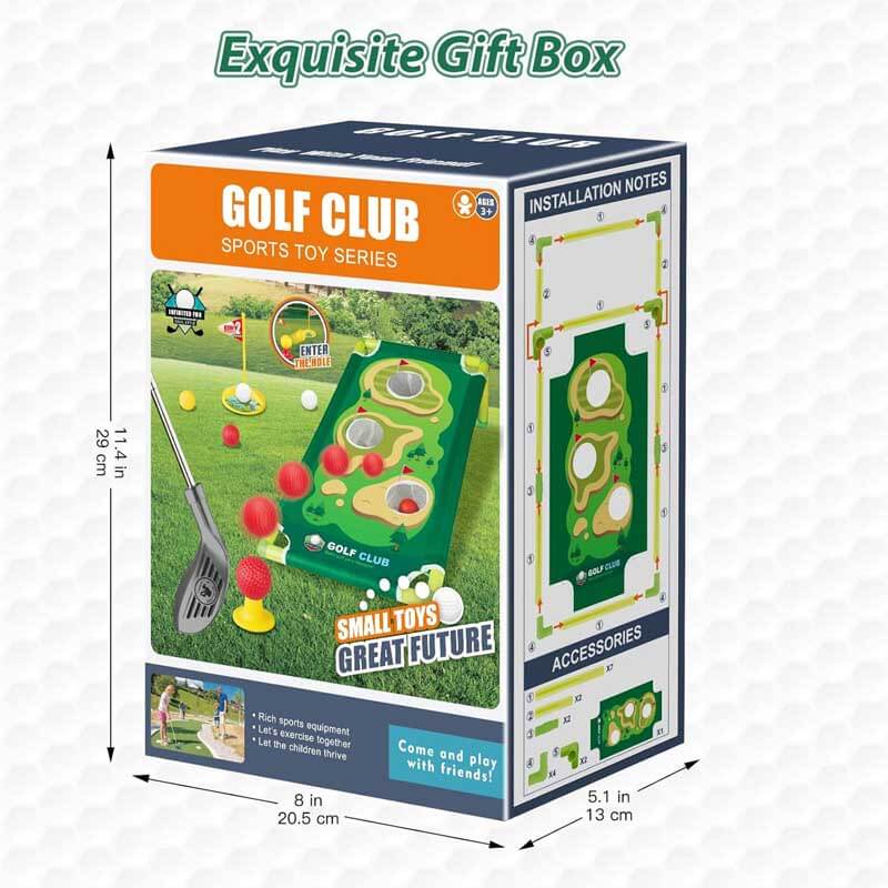 Fidtoy Kids Golf Set – Adjustable Toddler Clubs with Putting Mat & Cornhole Board