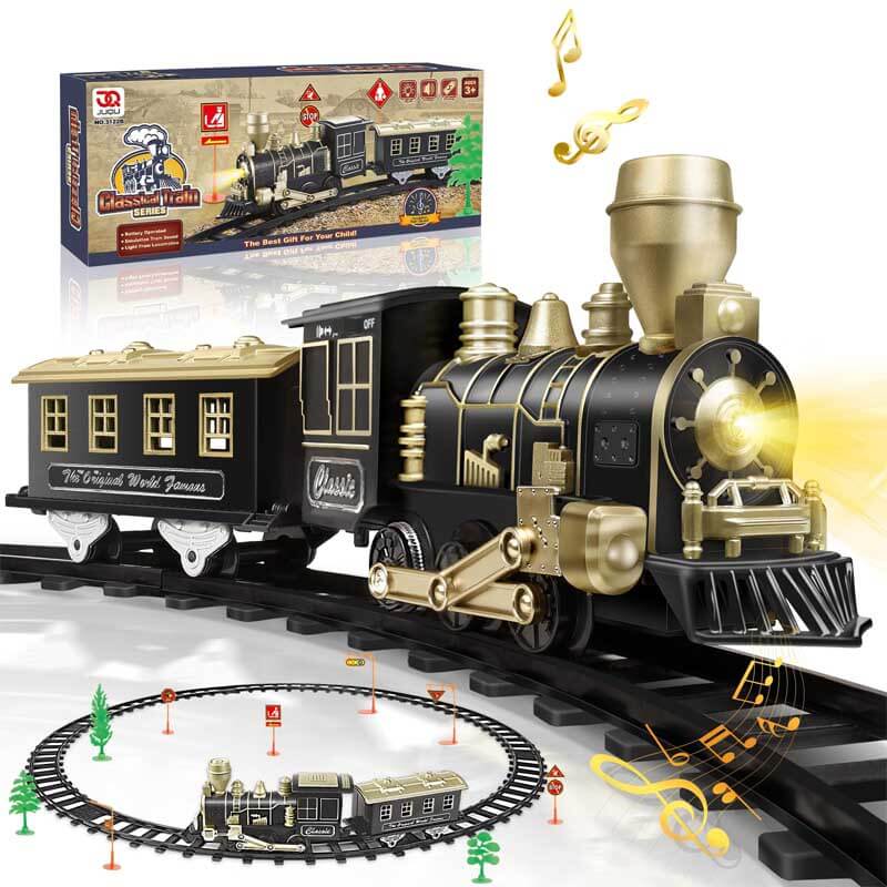 Fidtoy Electric Train Set Toy with Track Lights Sound for Kids