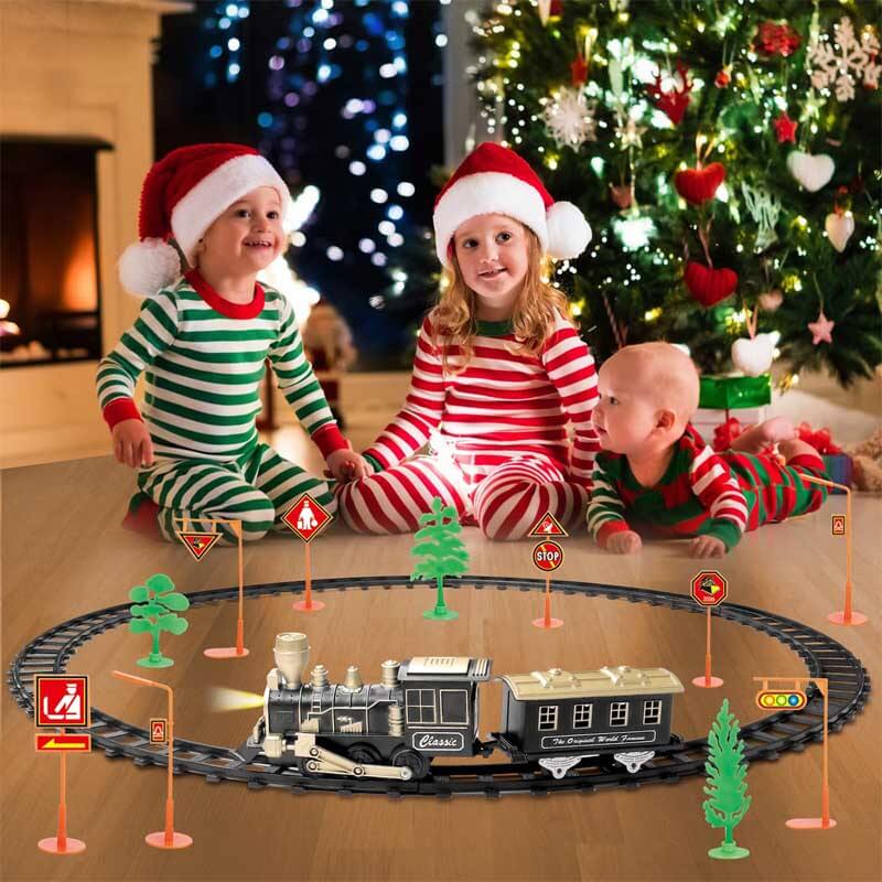 Fidtoy Electric Train Set Toy with Track Lights Sound for Kids