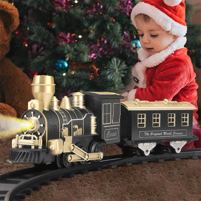 Fidtoy Electric Train Set Toy with Track Lights Sound for Kids