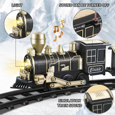 Fidtoy Electric Train Set Toy with Track Lights Sound for Kids