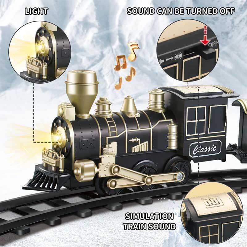Fidtoy Electric Train Set Toy with Track Lights Sound for Kids