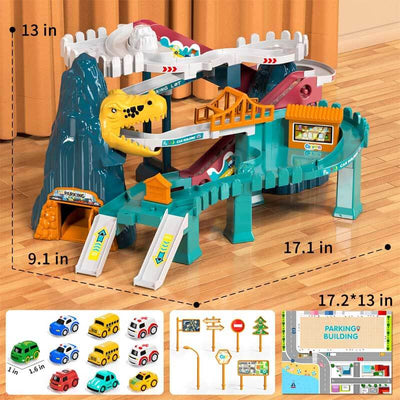 Fidtoy Dinosaur Race Track Toy for Kids Ages 4-8 Creative Racing Set