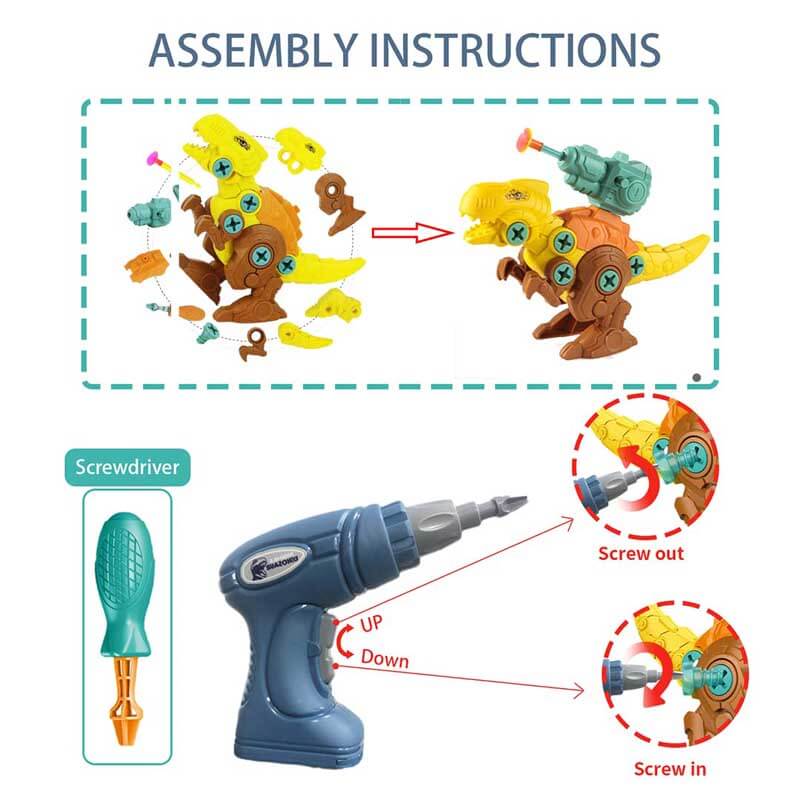 Fidtoy Take Apart Dinosaur Kit for Kids 3-8 | STEM Educational Buildable Dinosaur Toys