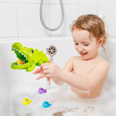 Fidtoy Crocodile & Fish Bath Toy Set for Toddlers Ages 1-5 – Safe Interactive Water Play