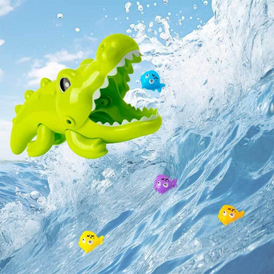Fidtoy Crocodile & Fish Bath Toy Set for Toddlers Ages 1-5 – Safe Interactive Water Play