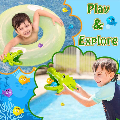Fidtoy Crocodile & Fish Bath Toy Set for Toddlers Ages 1-5 – Safe Interactive Water Play