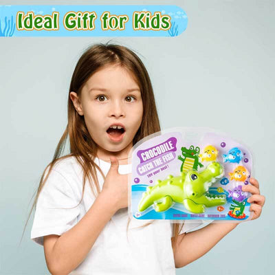Fidtoy Crocodile & Fish Bath Toy Set for Toddlers Ages 1-5 – Safe Interactive Water Play