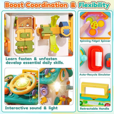 Fidtoy Montessori Cube d'activités pour tout-petits – Jouet d'apprentissage interactif pour le développement des premières compétences, de la motricité fine et de la croissance cognitive