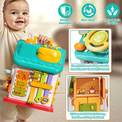 Fidtoy Montessori Cube d'activités pour tout-petits – Jouet d'apprentissage interactif pour le développement des premières compétences, de la motricité fine et de la croissance cognitive