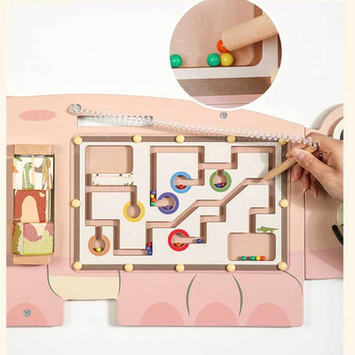 Fidtoy Wooden Wall Activity Board – Montessori Multi-Sensory Learning Toy for Toddlers