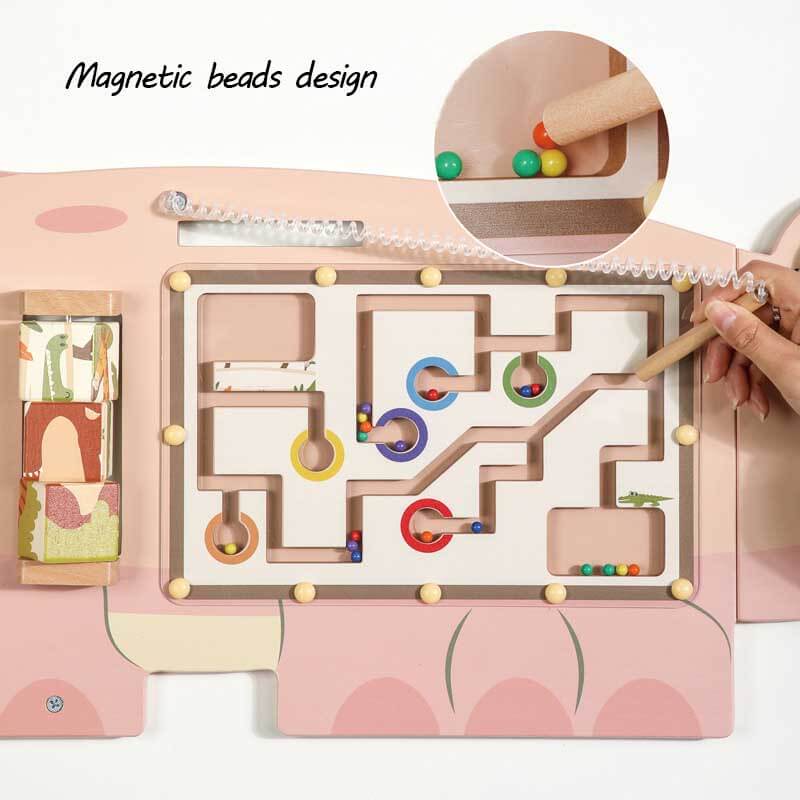 Fidtoy Wooden Wall Activity Board – Montessori Multi-Sensory Learning Toy for Toddlers