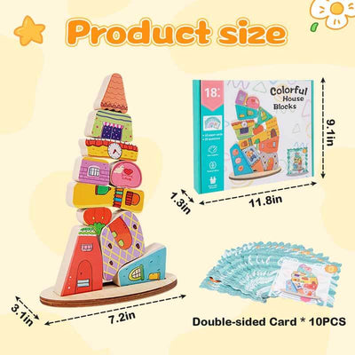 Fidtoy Blocs de construction en bois empilables équilibrés pour enfants | Jouet éducatif STEM et de motricité fine