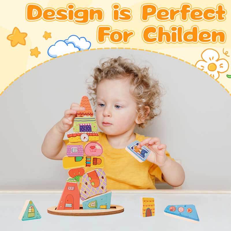 Fidtoy Blocs de construction en bois empilables équilibrés pour enfants | Jouet éducatif STEM et de motricité fine