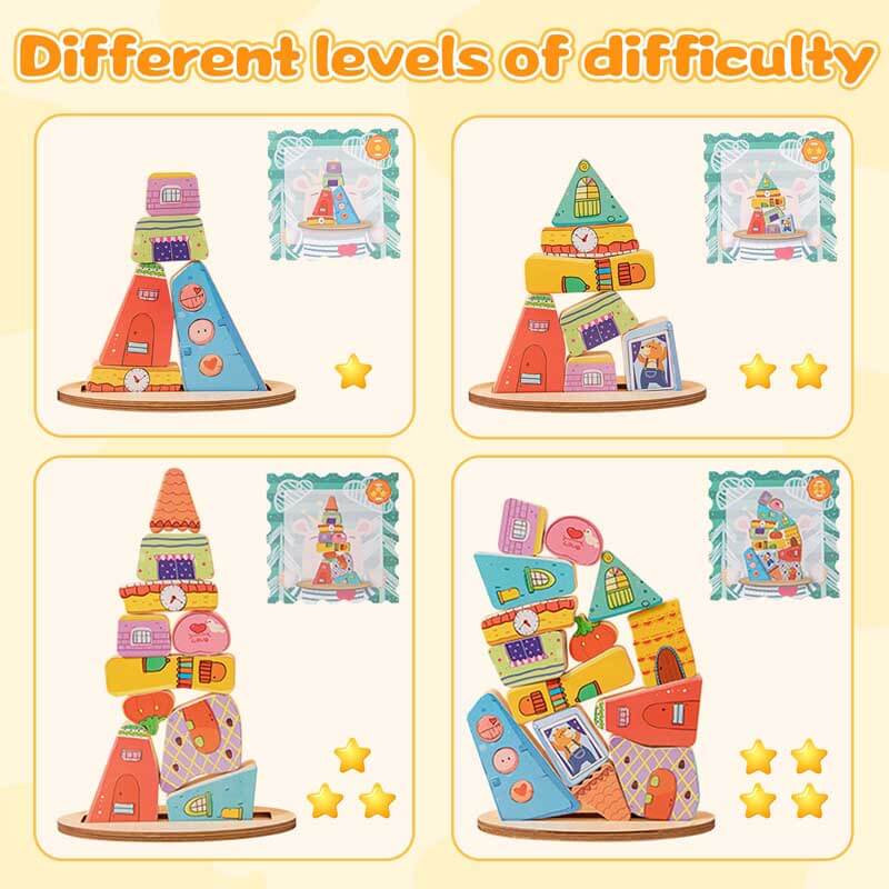 Fidtoy Blocs de construction en bois empilables équilibrés pour enfants | Jouet éducatif STEM et de motricité fine
