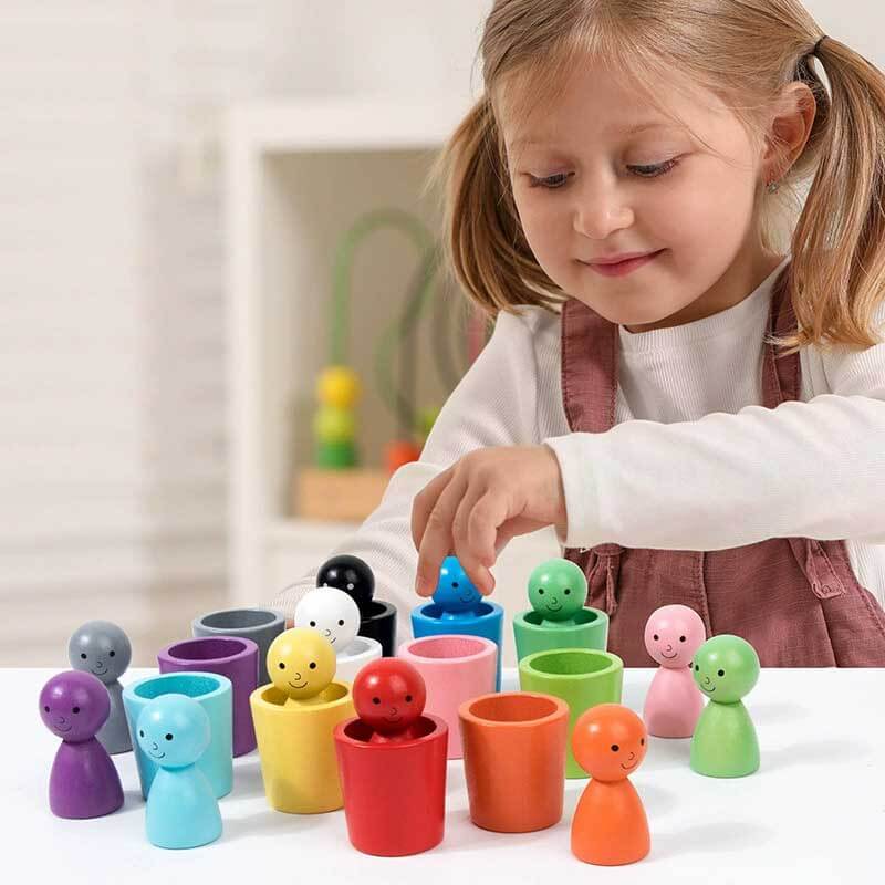 Fidtoy Tazas de Clasificación de Colores Juguete de Madera Montessori Set de Combinación