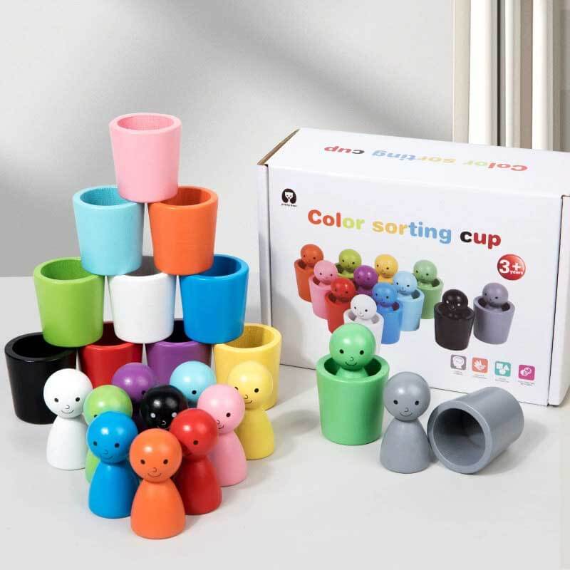 Fidtoy Tazas de Clasificación de Colores Juguete de Madera Montessori Set de Combinación