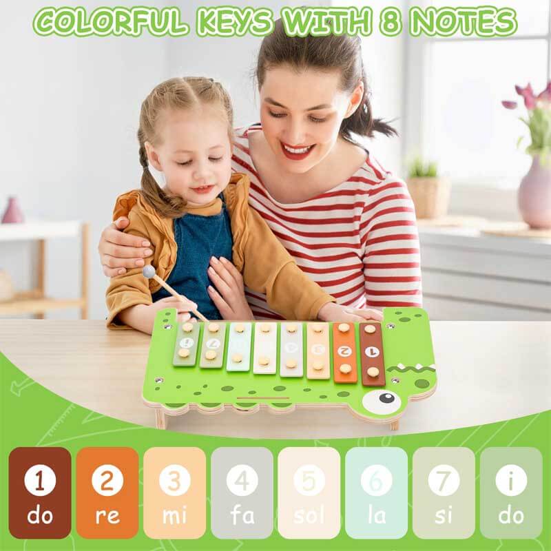 Fidtoy Xilófono de Madera para Niños | Piano 2 en 1 e Instrumento Musical Montessori para Niños Pequeños