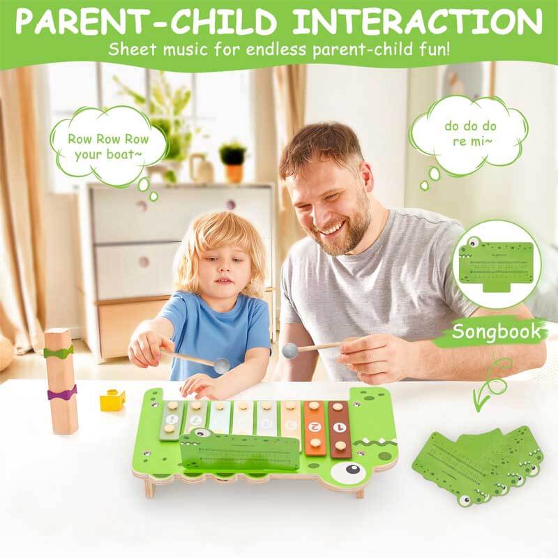 Fidtoy Wooden Xylophone Toy for Kids | 2-in-1 Piano & Montessori Musical Instrument for Toddlers