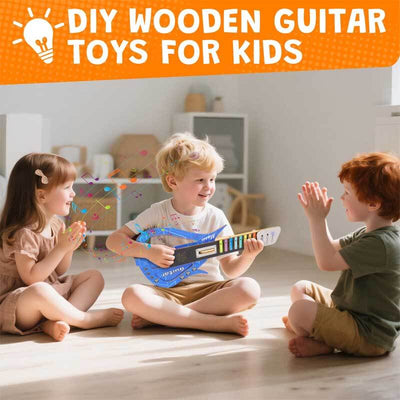 Fidtoy Guitarra de madera DIY para niños mayores de 5 años – Kit para construir tu propio instrumento musical para piano, guitarra y bajo