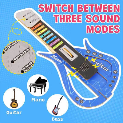 Fidtoy Guitarra de madera DIY para niños mayores de 5 años – Kit para construir tu propio instrumento musical para piano, guitarra y bajo