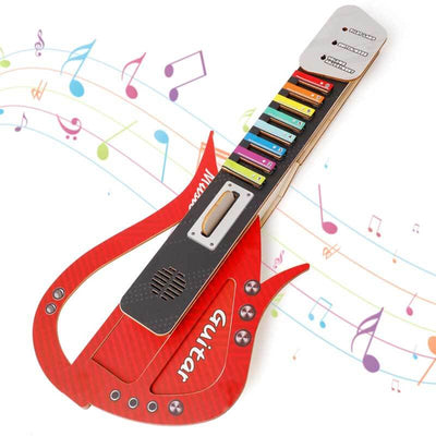 Fidtoy Guitarra de madera DIY para niños mayores de 5 años – Kit para construir tu propio instrumento musical para piano, guitarra y bajo