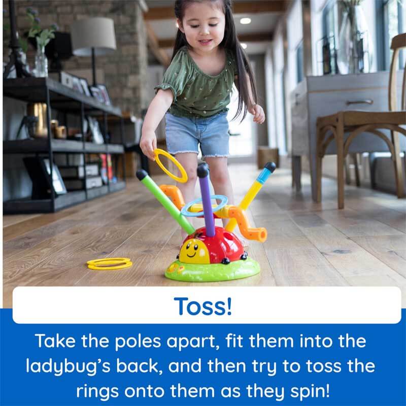 Juguete de lanzamiento y salto 2 en 1 LadybugFidtoy Musical Jump and Toss Ladyfly Fun Toy – Juego activo 2 en 1 para interiores y exteriores para niños de 5 a 7 años