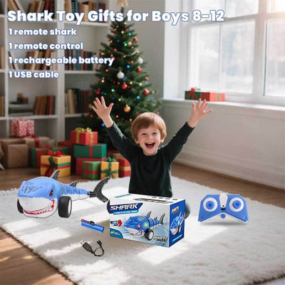 Fidtoy Coche Teledirigido de Tiburón con Luces LED, Vehículo RC de Tiburón de 2.4GHz, Derrape de 360 Grados, Coche Teledirigido para Niños, Juego Interior y Exterior