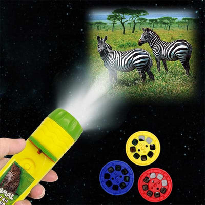 Fidtoy Proyector de Juguete con Linterna para Niños Luz de Aprendizaje Animal y Espacial