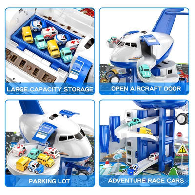 Fidtoy Set de Juguetes de Avión para Niños de 3 a 8 Años | Garaje de Varios Niveles y Juego Interactivo de Coches