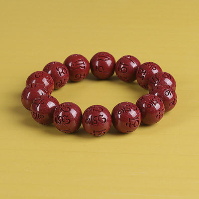 Buddha Stones Natural Double PiXiu Cinnabar Om Mani Padme Hum Wealth Luck Bead Bracelet Bracelet BS Om Mani Padme Hum 16mm
